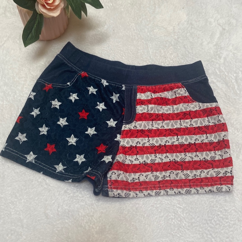 Girls XXL 18 Red White And Blue Shorts Celebrate Patriotic